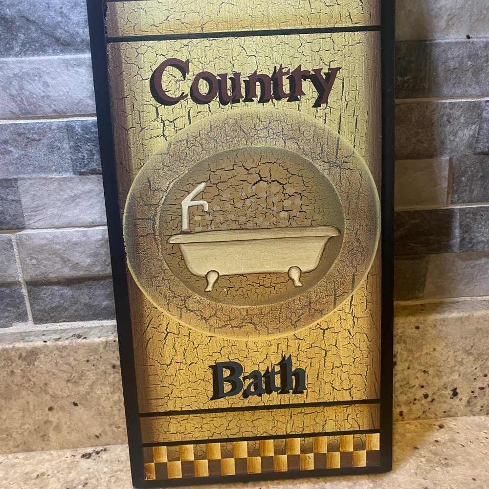 Country Bath Wall Decor Plaque - Picture 1 of 4